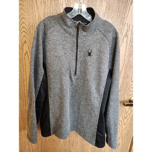 Spyder Mens XXL Gray Black Quarter Zip Pullover Sweater